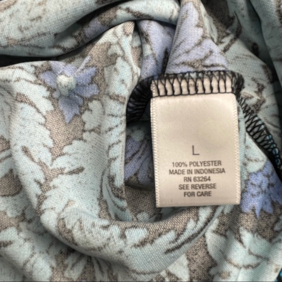 Roz & Ali Sleeveless Career Style Blue Floral Print Blouse - Size L - Picture 5 of 6